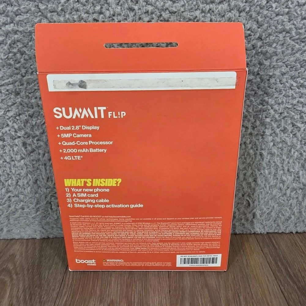 Summit Flip 4G LTE Locked to Boost Mobile Black Dual 2.8 Display 5MP Camera